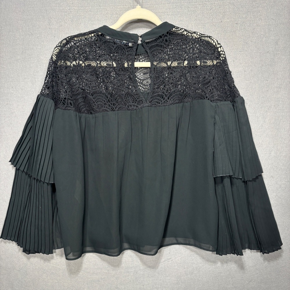 New Abercrombie Fitch Lace Blouse Top M Pleated Bell Sleeve Witchy Whimsygoth‎ - Picture 2 of 10